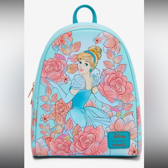 Loungefly Handbags - Loungefly Disney Cinderella Floral Blue Pink Mini Backpack